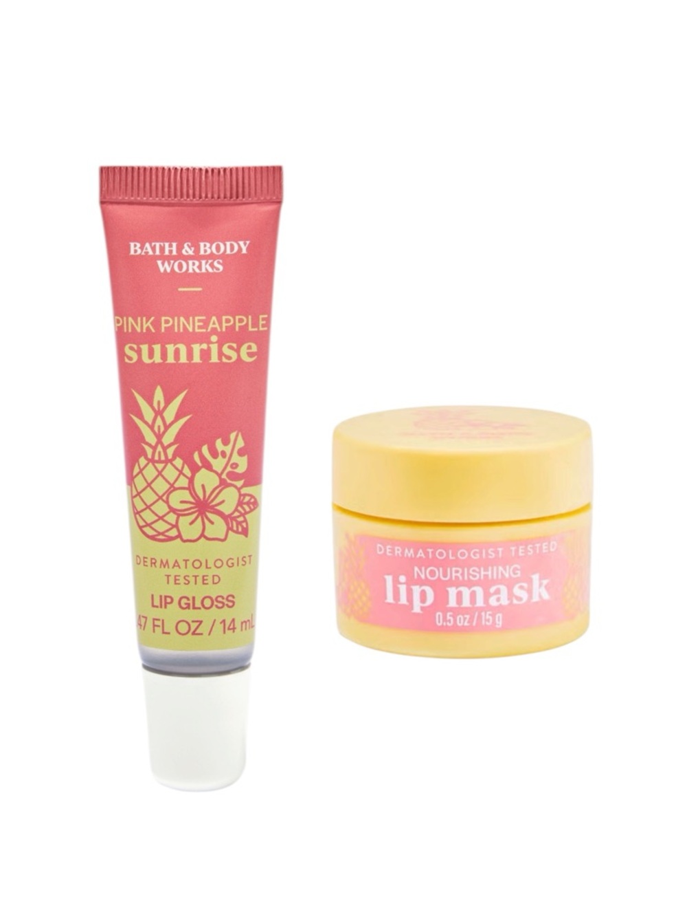 2-Piece Bath & Body Works PINK PINEAPPLE SUNRISE Lip Gloss & Lip Mask Duo 🩷🍍🌅